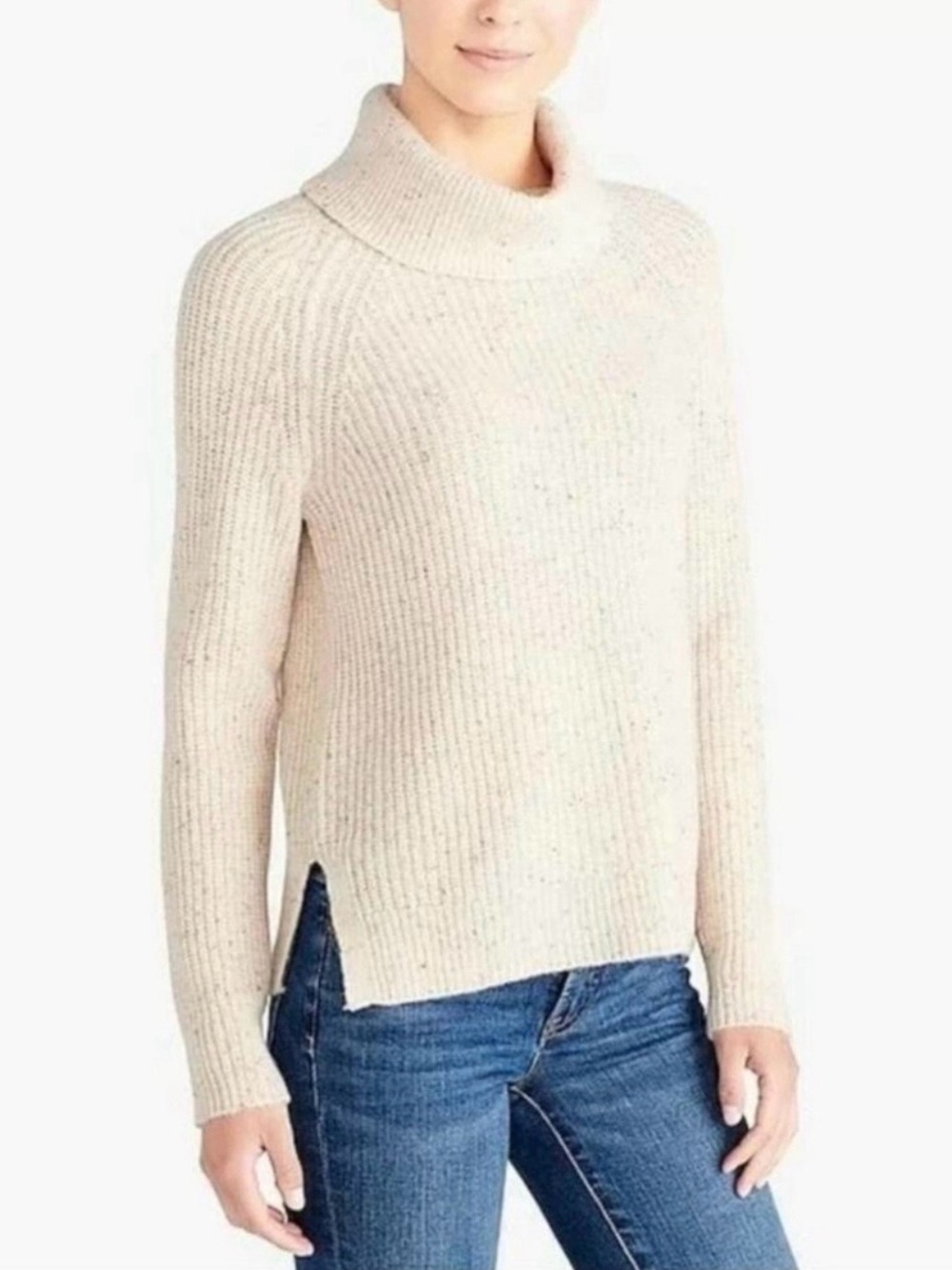 J. Crew Women’s Donegal Lambswool Turtleneck Sweater in Ivory Size Small